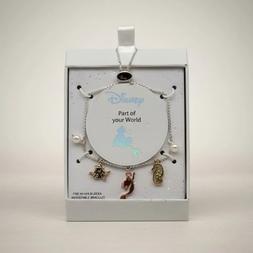 Disney The Little Mermaid Ariel Charm Bracelet - Fine Silver Plated - Brand‎ New