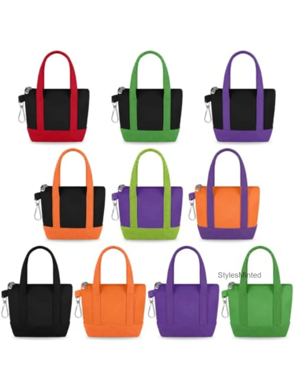 Mini Tote Bag Keychain Set Polyester Keychain Pouch Small Backpack Charm