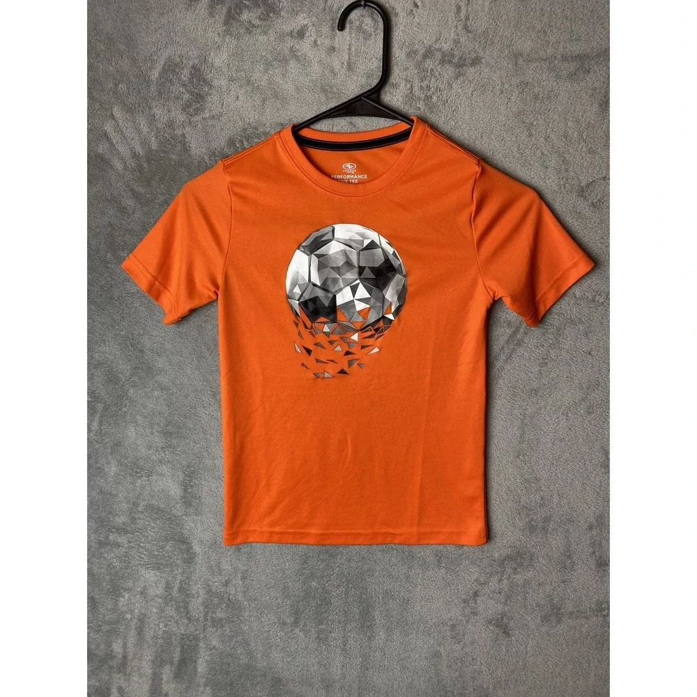 Athletic Works Youth S Performance Tee Orange Geometric Graphic