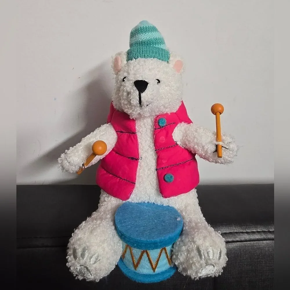 2024 Target Christmas Wondershop Fabric Polar Bear Drummer Figure, Nwt