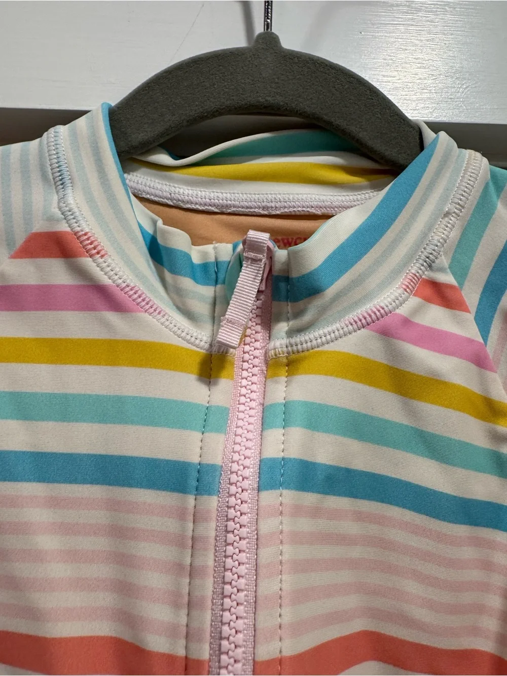 J.‎ Crew Girls' striped rash guard swimsuit 10 Rainbow Summer Vacation Beach