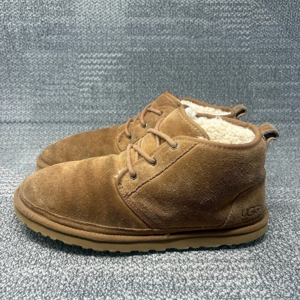 UGG Neumel Mens 12 Chestnut Suede Sheepskin Shearling Lined Chukka Boots 3236