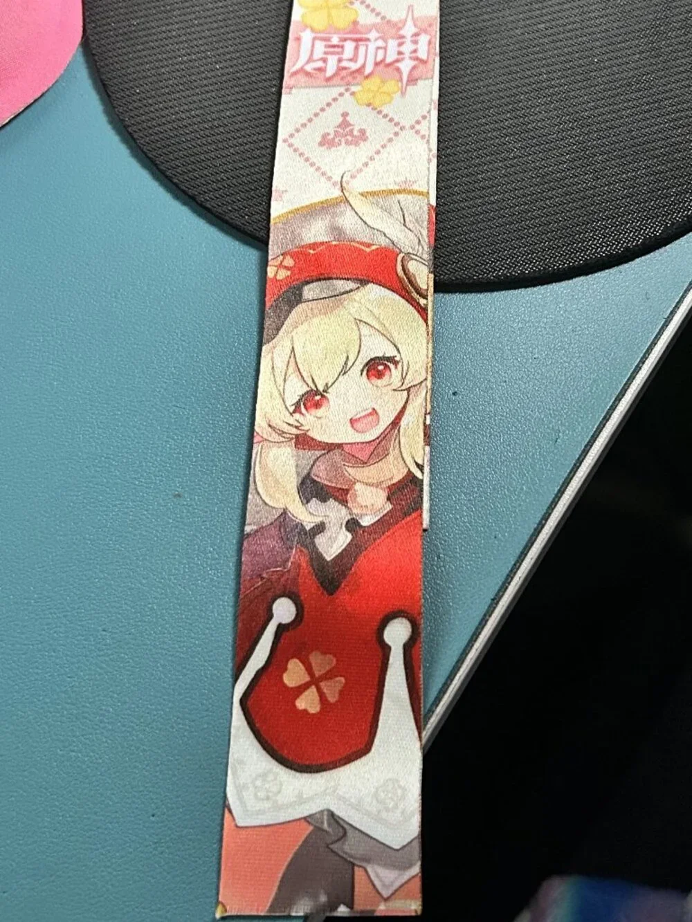 Genshin Impact Klee Fabric Wristlet Lanyard Keychain with Jingle Bell