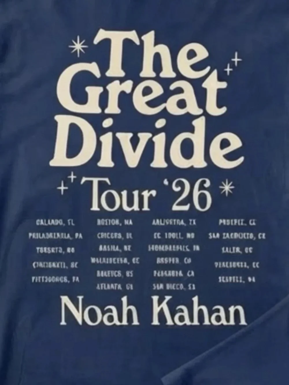 Gildan Navy 'The Great Divide Tour '26' Graphic Tee, NK music shirt