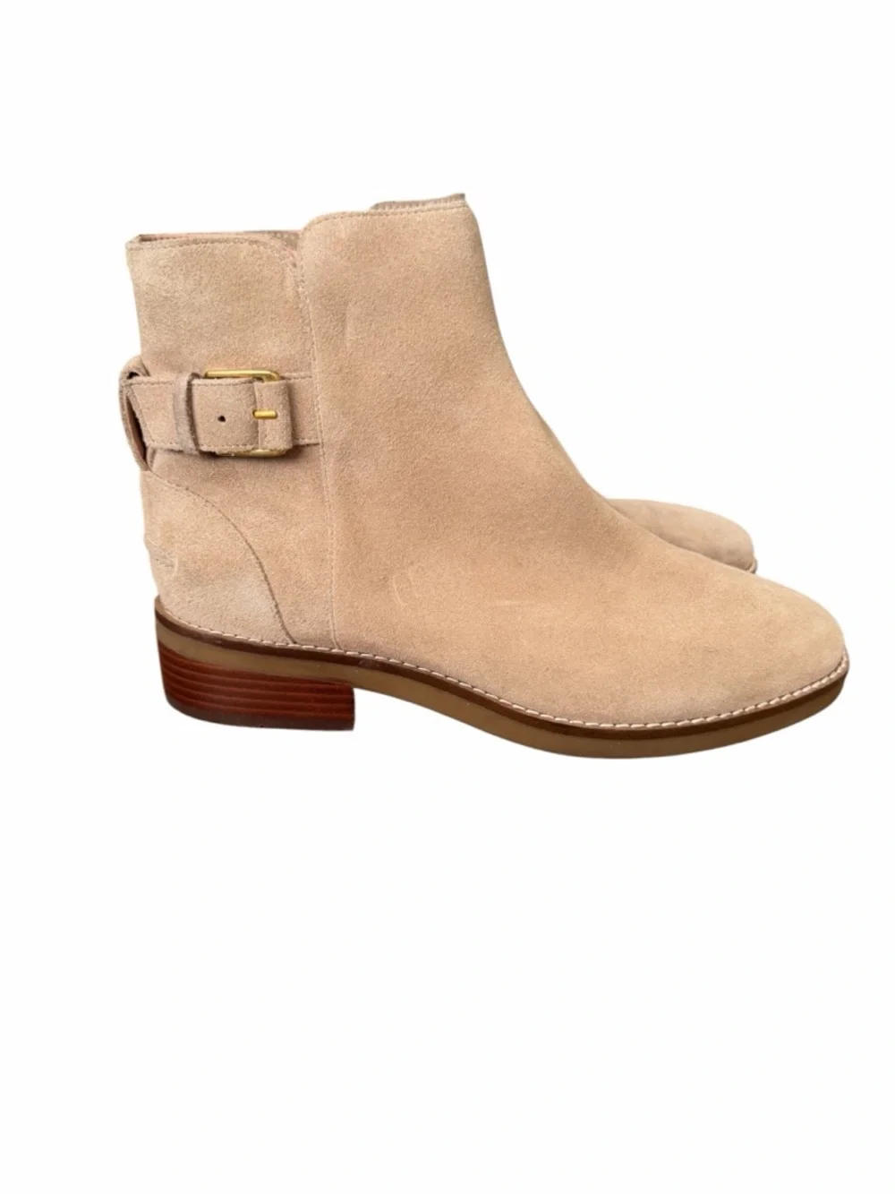 Cole Haan Beige Suede Ankle‎ Boots with Side Buckle