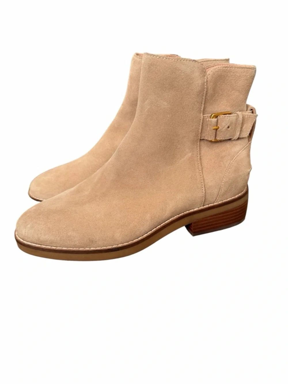 Cole Haan Beige Suede Ankle‎ Boots with Side Buckle