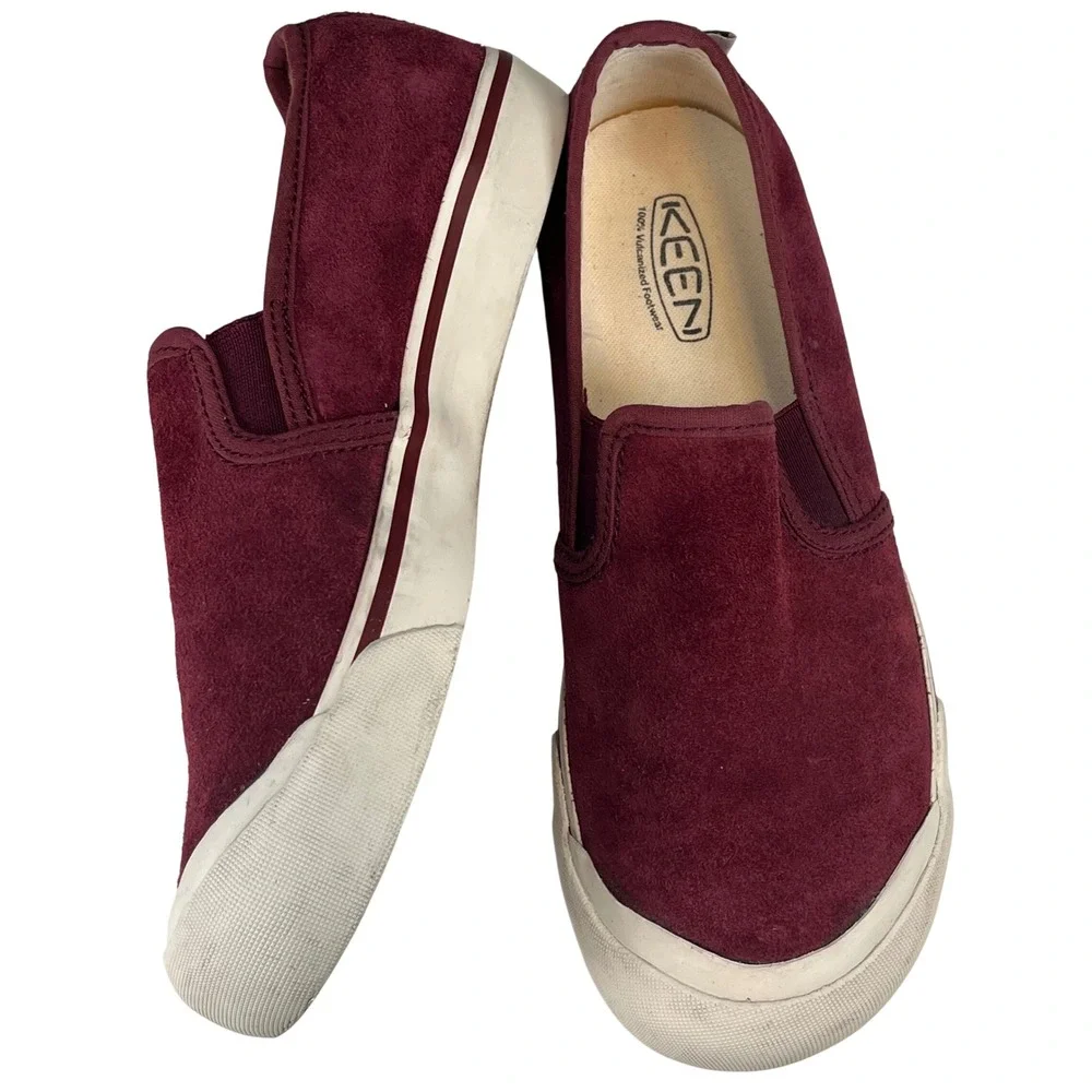 KEEN Coronado III Women's Suede‎ Slip On Sneakers Burgundy Comfort Casual 8
