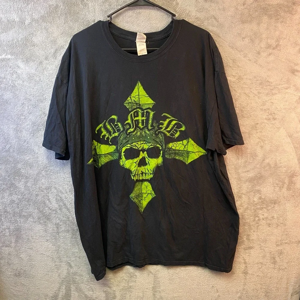Bret Michaels Band Graphic T-Shirt 3XL Black Green Skull Gildan