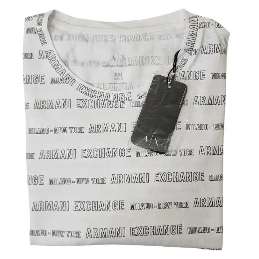 Armani Exchange Men's T-Shirt Short Sleeve Disinger‎ Milano NY White XXL
