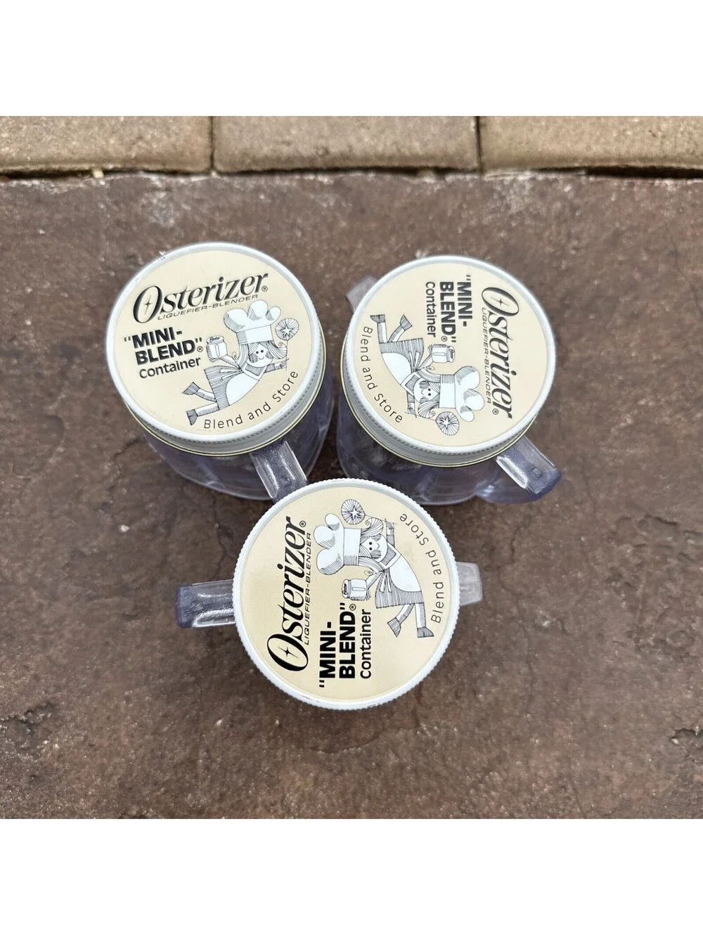 Vintage Osterizer Mini Blend and Store Containers 8 Ounces LOT OF 3
