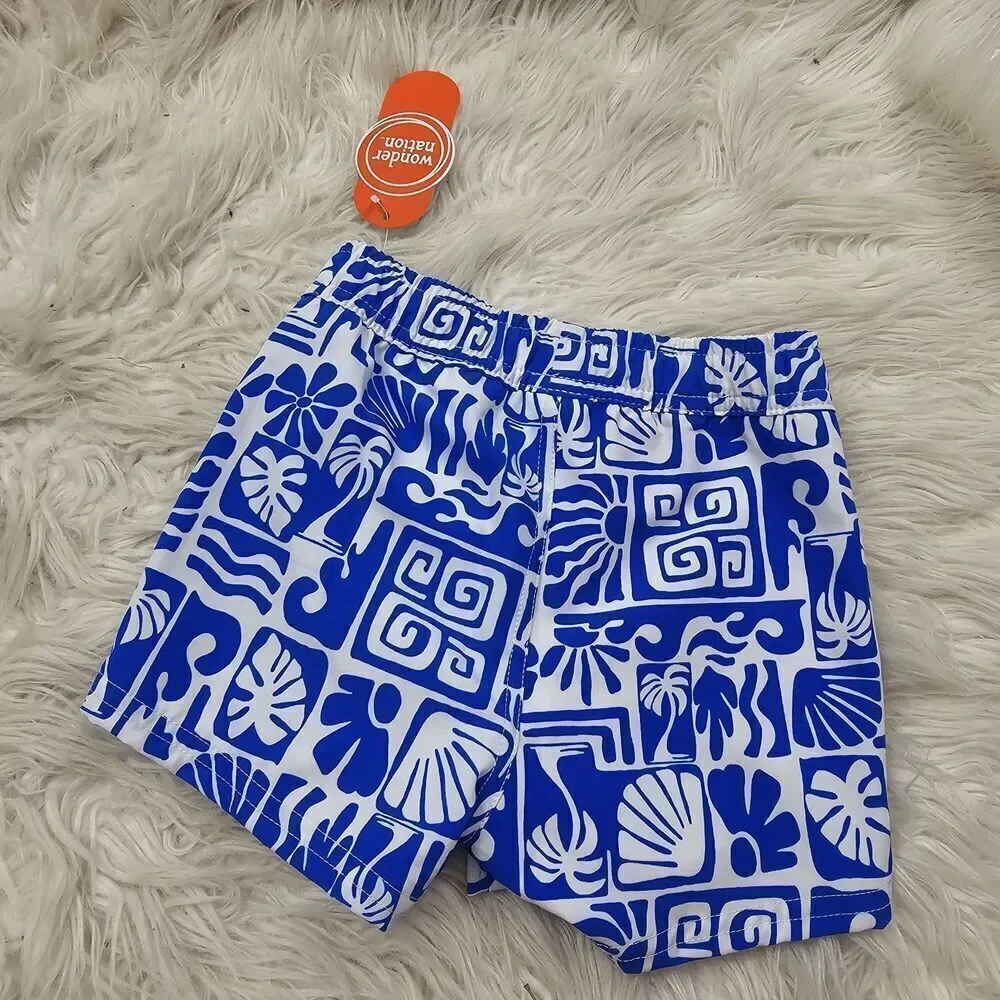 Wonder Nation Cobalt Crush Blue White Printed Baby Boy 12M Family Swimwear Line