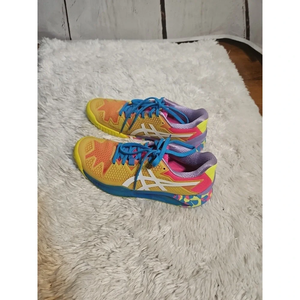 Asics Women's Yellow‎ Pink Blue Atheletic SHOES Size 6.5