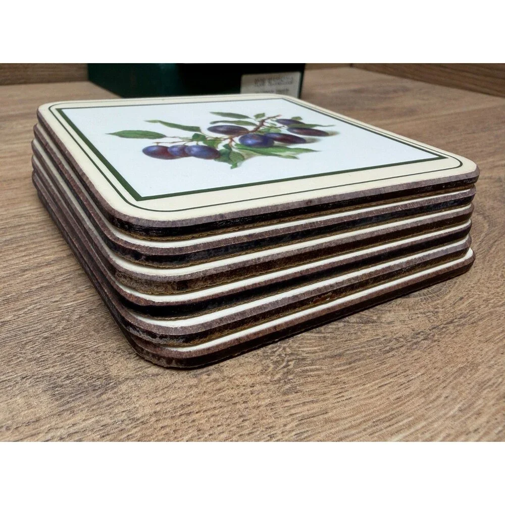 Royal Table Cottage Garden & Classic Fruit Coaster Sets Satin Finish Cork Back