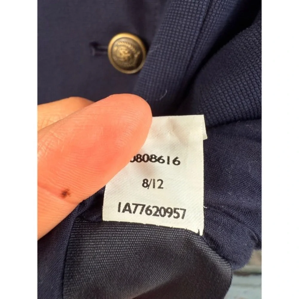 Tommy Hilfiger‎ Kids Navy Blue Blazer Jacket Crest Logo Double Breasted Size 10