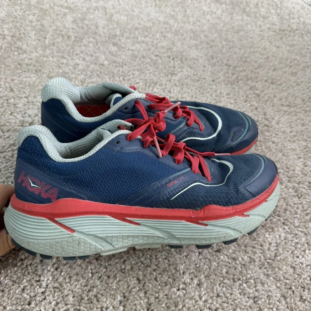 Hoka One One Shoes Womens Size 7.5 Blue Mesh Trail Running Sneakers Cushioned