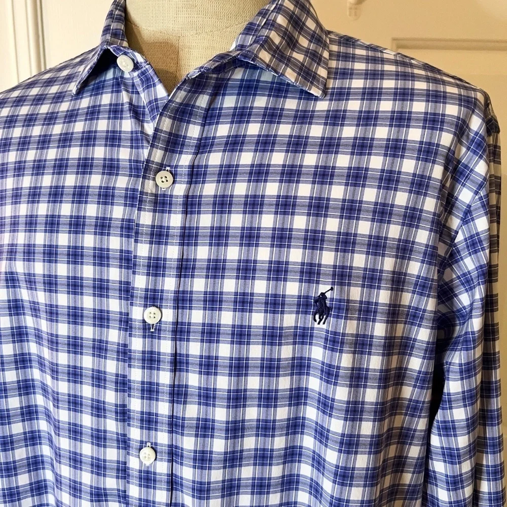 EUC Men's Polo Ralph Lauren Performance Button Front Shirt w/ Golf Logo Size XL