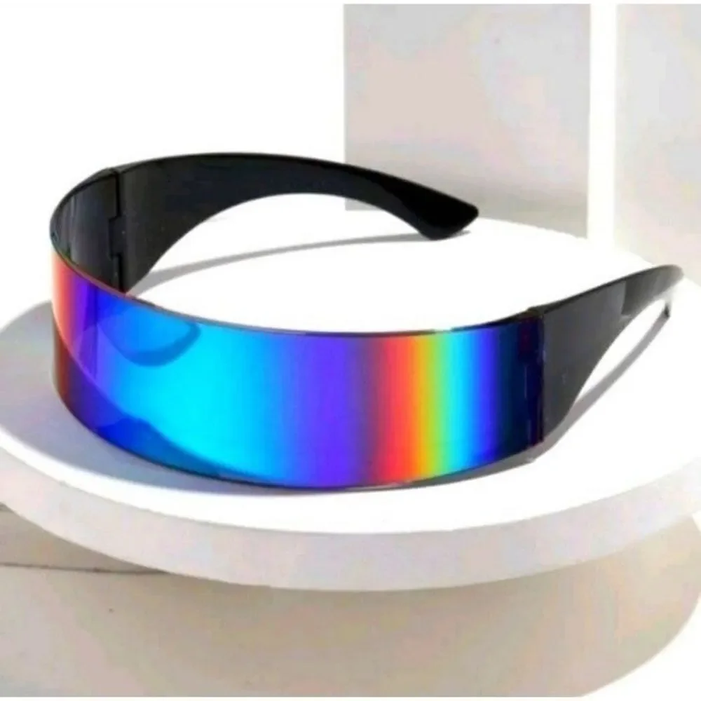 Unisex Futuristic Cyclops monoblock mirror Sunglasses