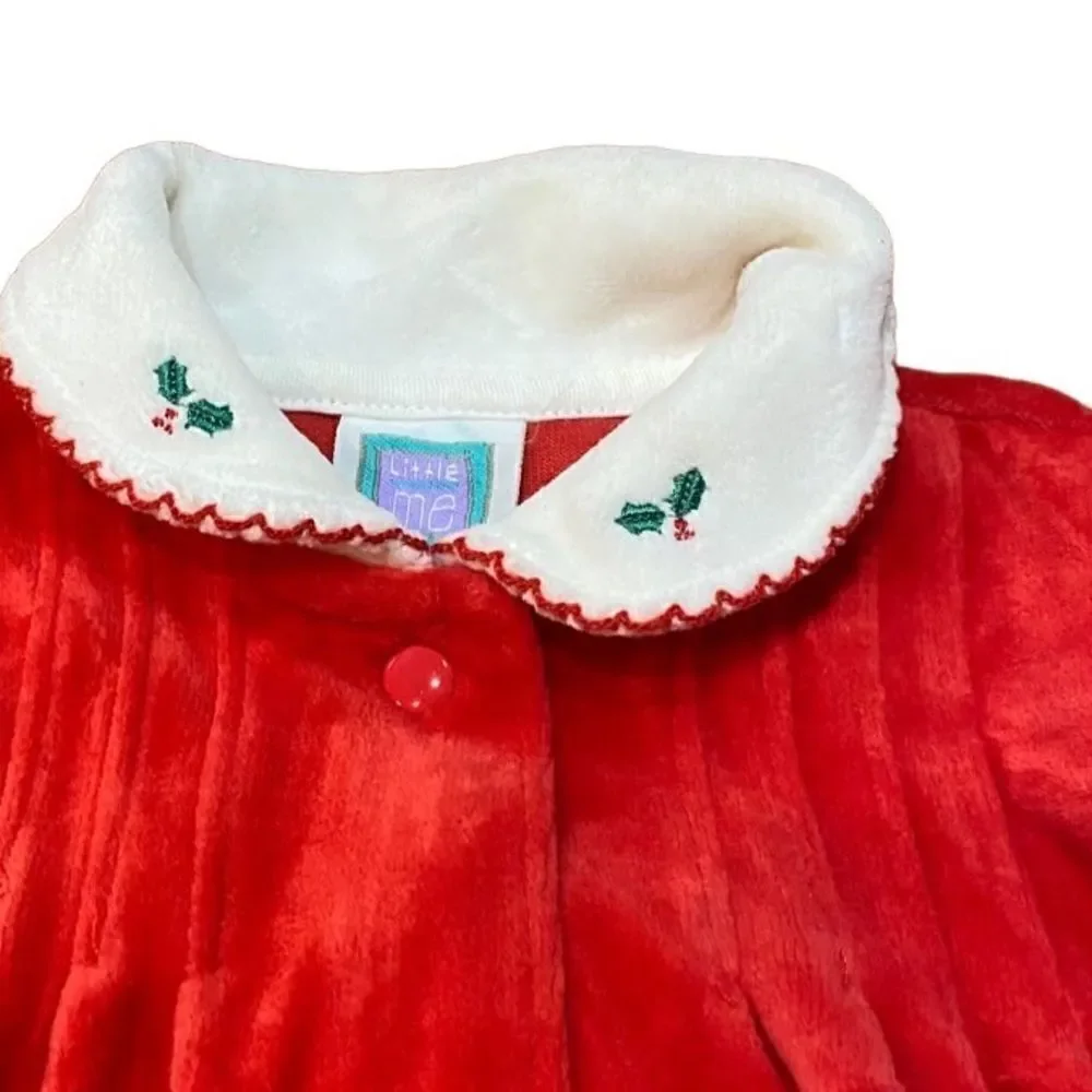 NWT Little Me Christmas Red Velvet Velour Sleeper Hat 9M