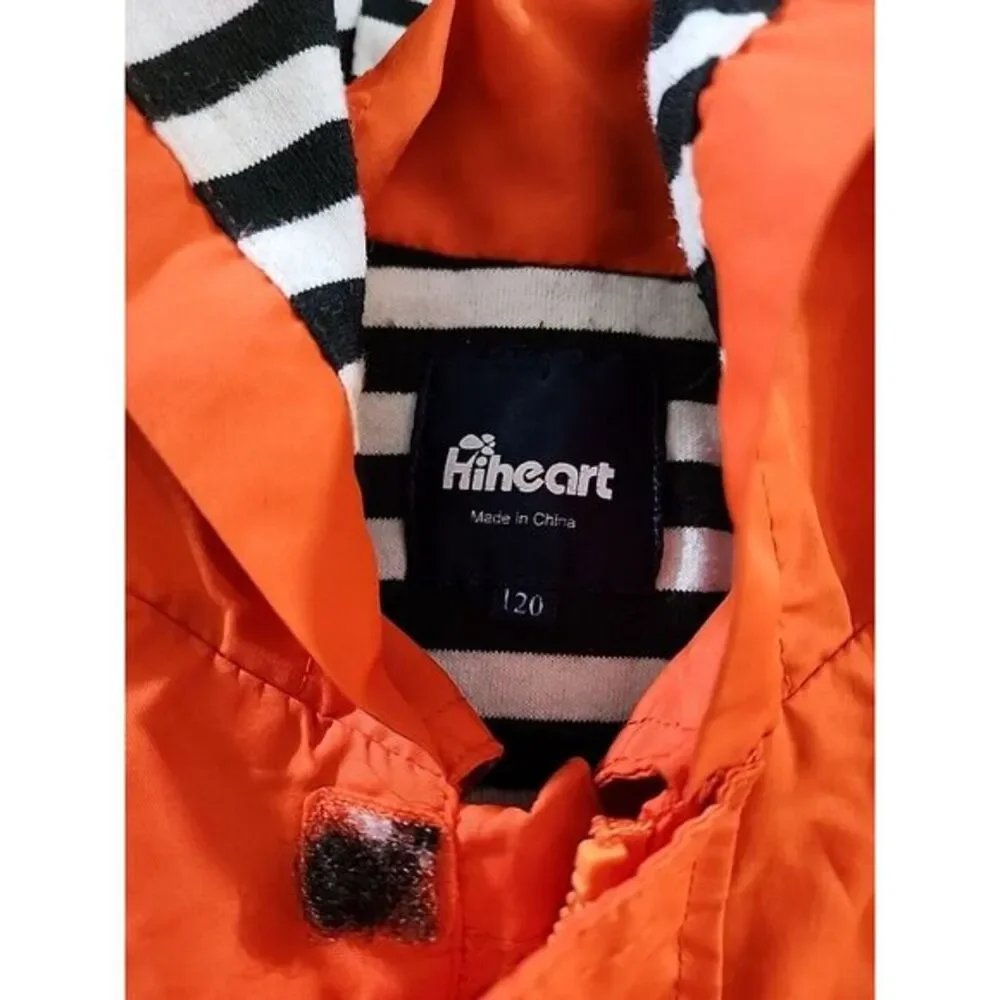 Hiheart Kids Windbreaker Jacket Zipper Front Hooded Orange Size‎ 4/5 EU 120