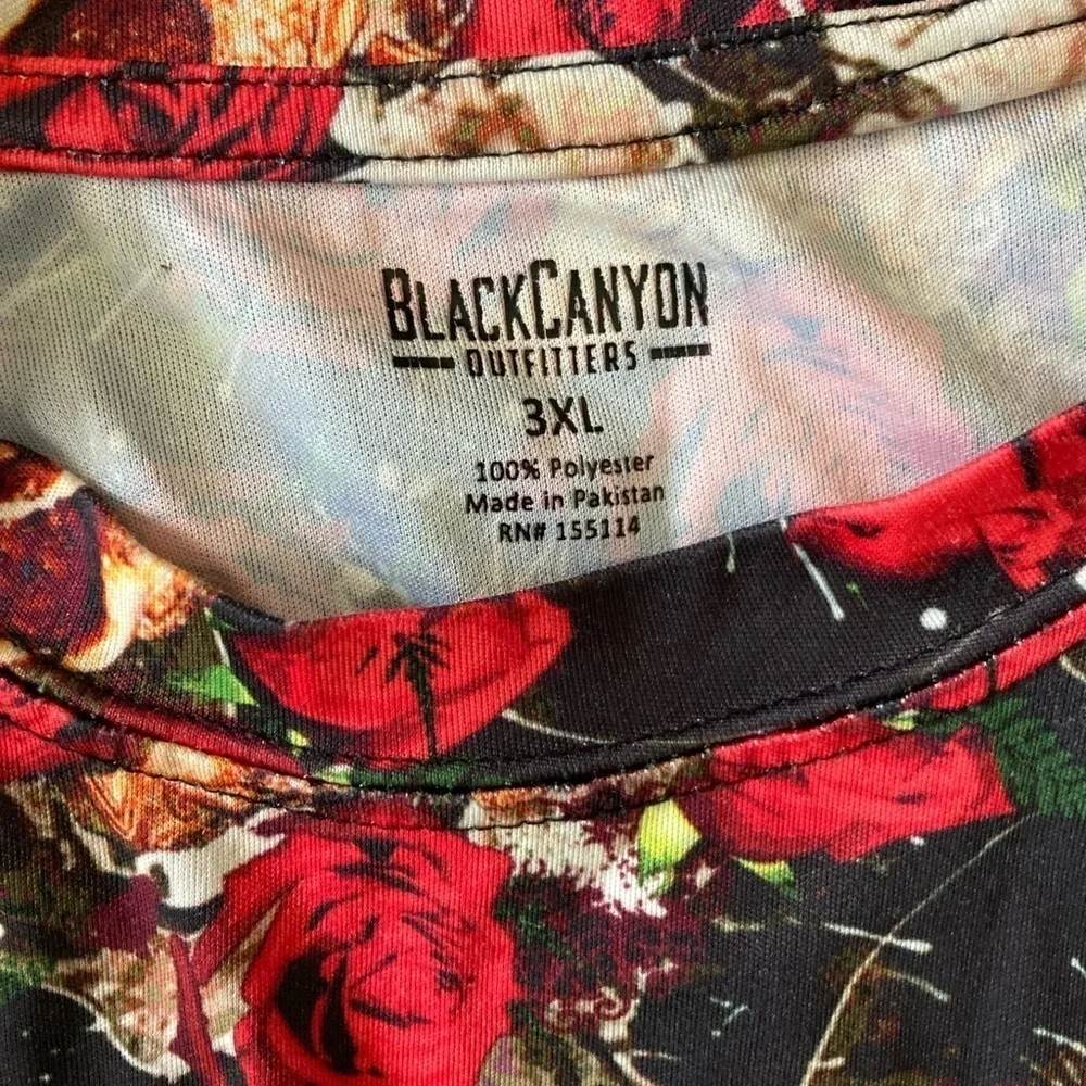 Black Canyon Outfitters Men's Skull Rose, Grunge Dry Fit Pullover Tee Shirt 3XL