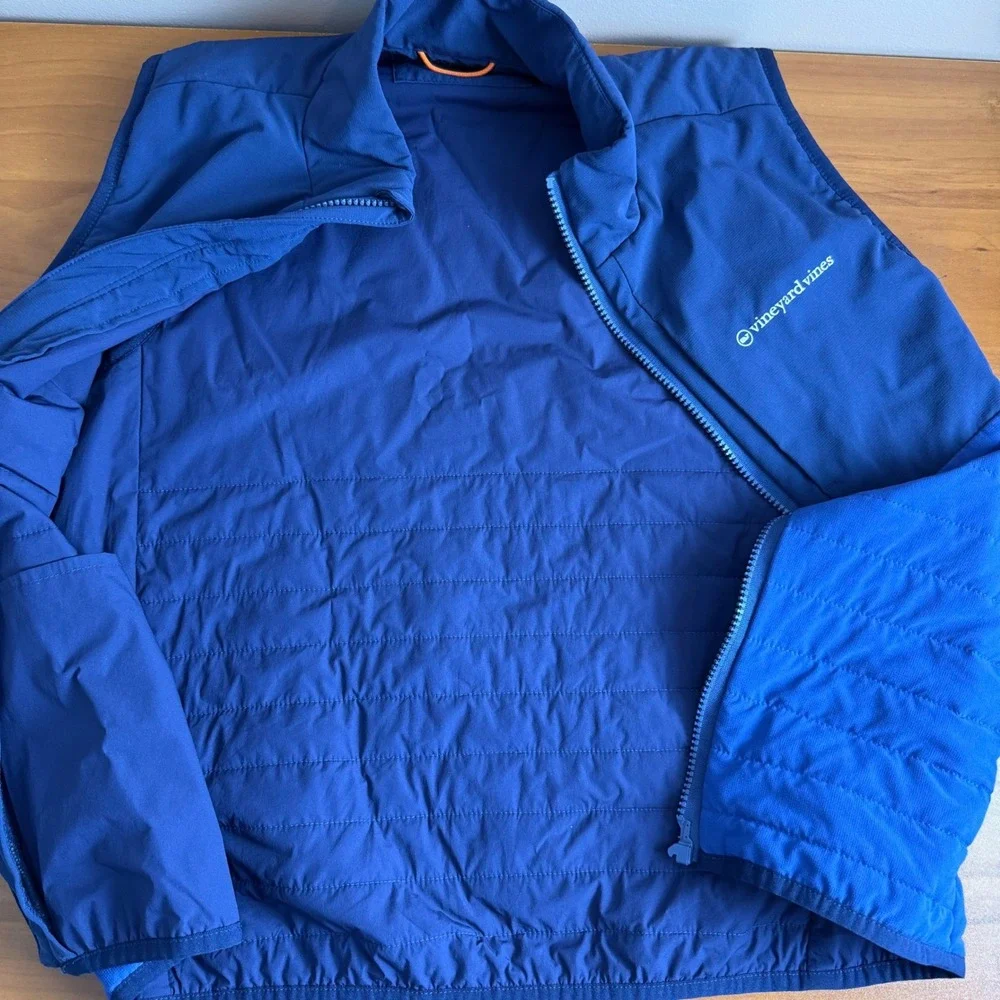Vineyard Vines Marine Air Vest Kids XL Blue Puffer‎ Quilted Zip Front