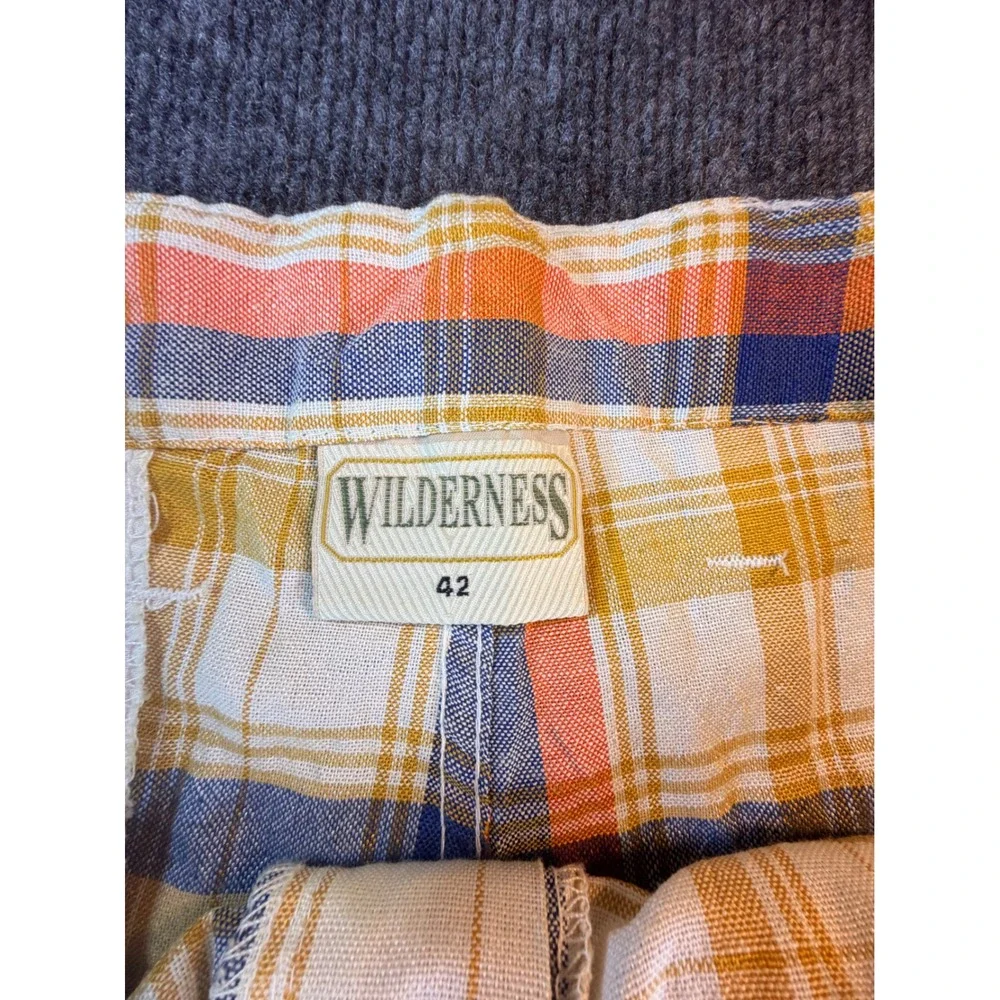 Wilderness Mens Plaid Cargo Shorts Multi Color Orange Blue Yellow Size 42 NWT