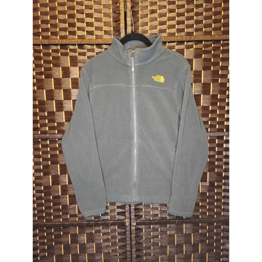 The North Face Denali Fleece Full Zip Jacket‎ Youth Boys Large 14/16 Gray Yellow