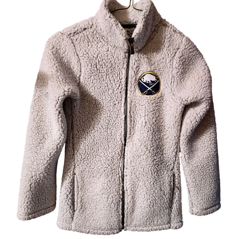 Buffalo Sabres NHL Girls Cream/Off‎ White Sherpa Fleece Full Zip Jacket Kids S