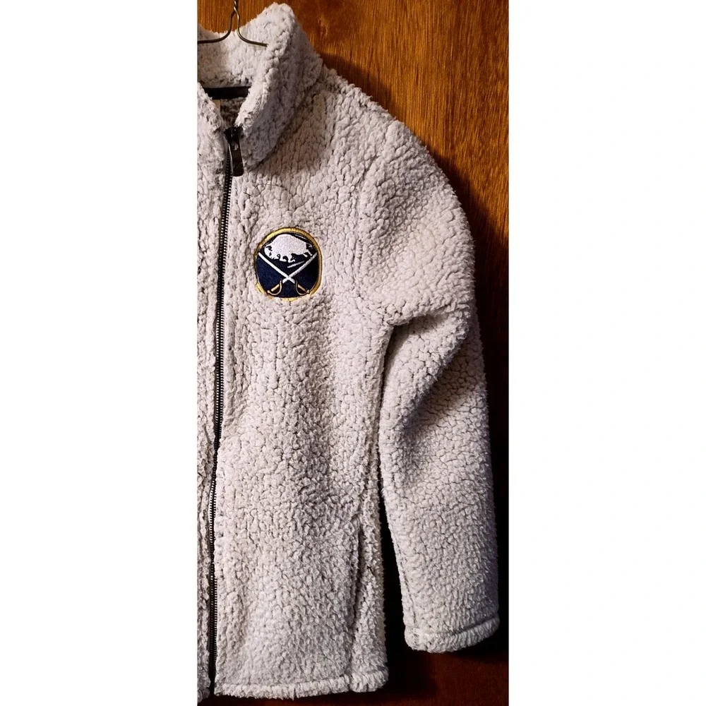 Buffalo Sabres NHL Girls Cream/Off‎ White Sherpa Fleece Full Zip Jacket Kids S
