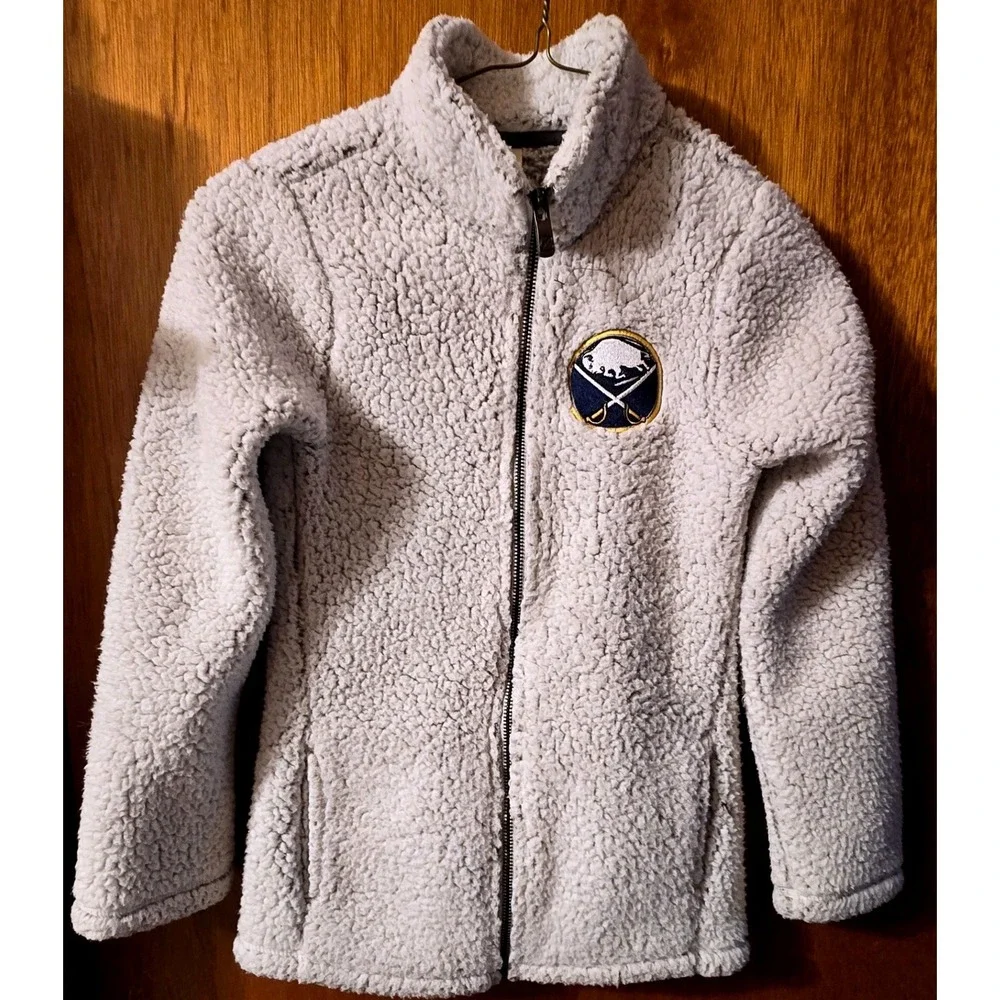 Buffalo Sabres NHL Girls Cream/Off‎ White Sherpa Fleece Full Zip Jacket Kids S