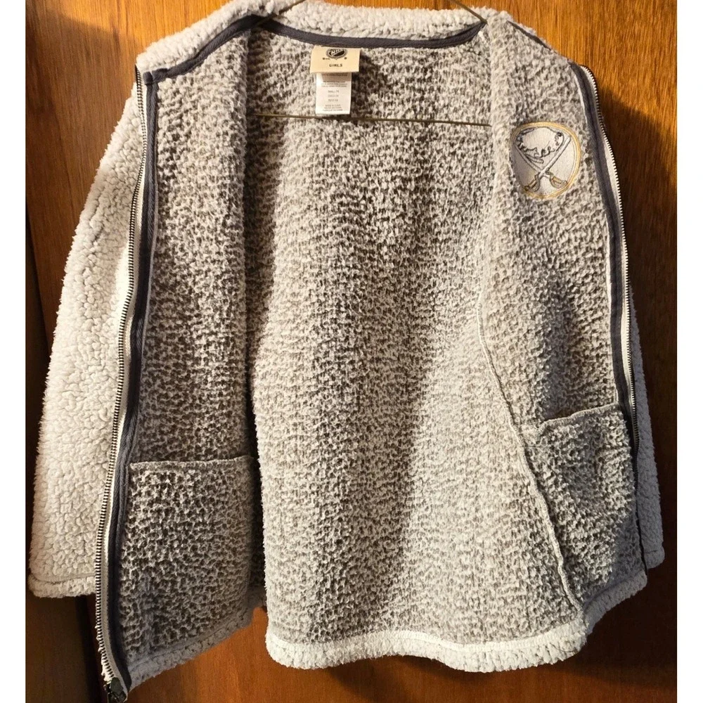 Buffalo Sabres NHL Girls Cream/Off‎ White Sherpa Fleece Full Zip Jacket Kids S