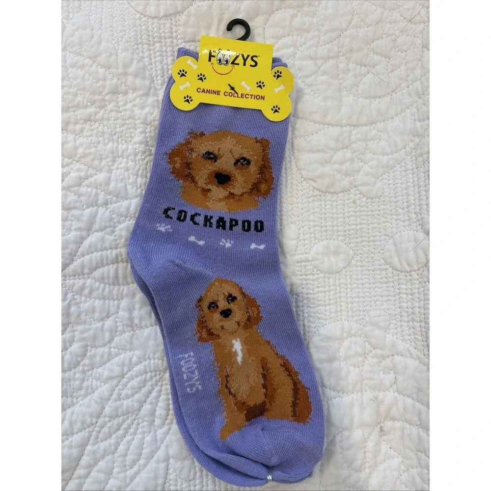 Foozy's Canine Collection Cockapoo‎ Socks Women SZ 9-11 Purple Poly Blend New