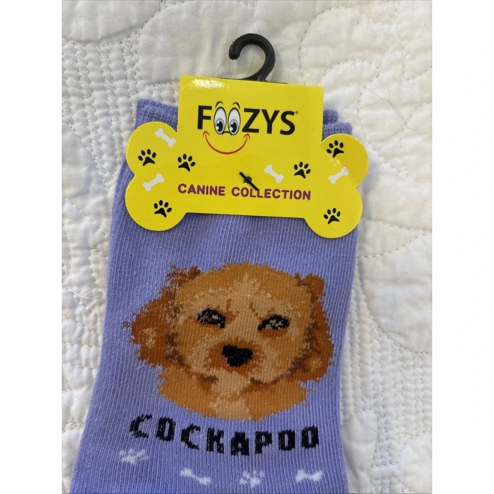 Foozy's Canine Collection Cockapoo‎ Socks Women SZ 9-11 Purple Poly Blend New