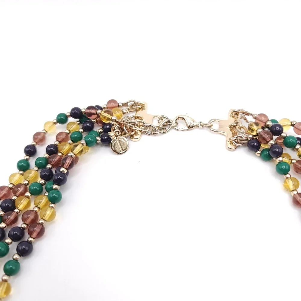 Talbots Multi Strand Necklace Beaded‎ Glass Acrylic Gold Tone