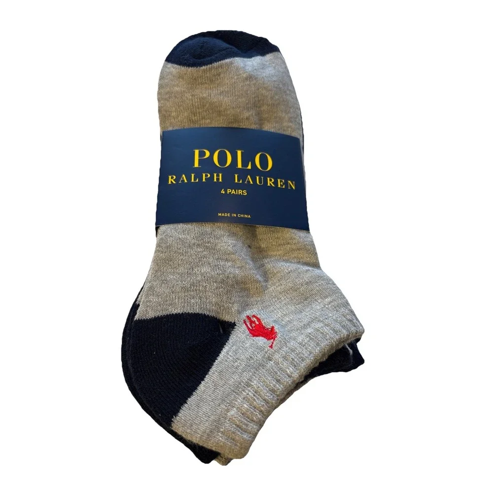 Polo Ralph Lauren 4-pair Classic Sport Performance Ankle Cut‎ Socks Men's 6-12.5