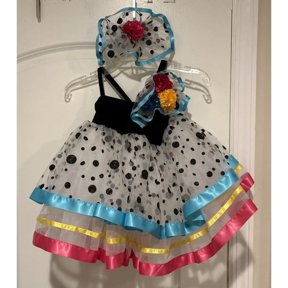 Weissman Curtain Call‎ Dance Costume E1144 CSM Tutu Dress Multicolor Polkadots