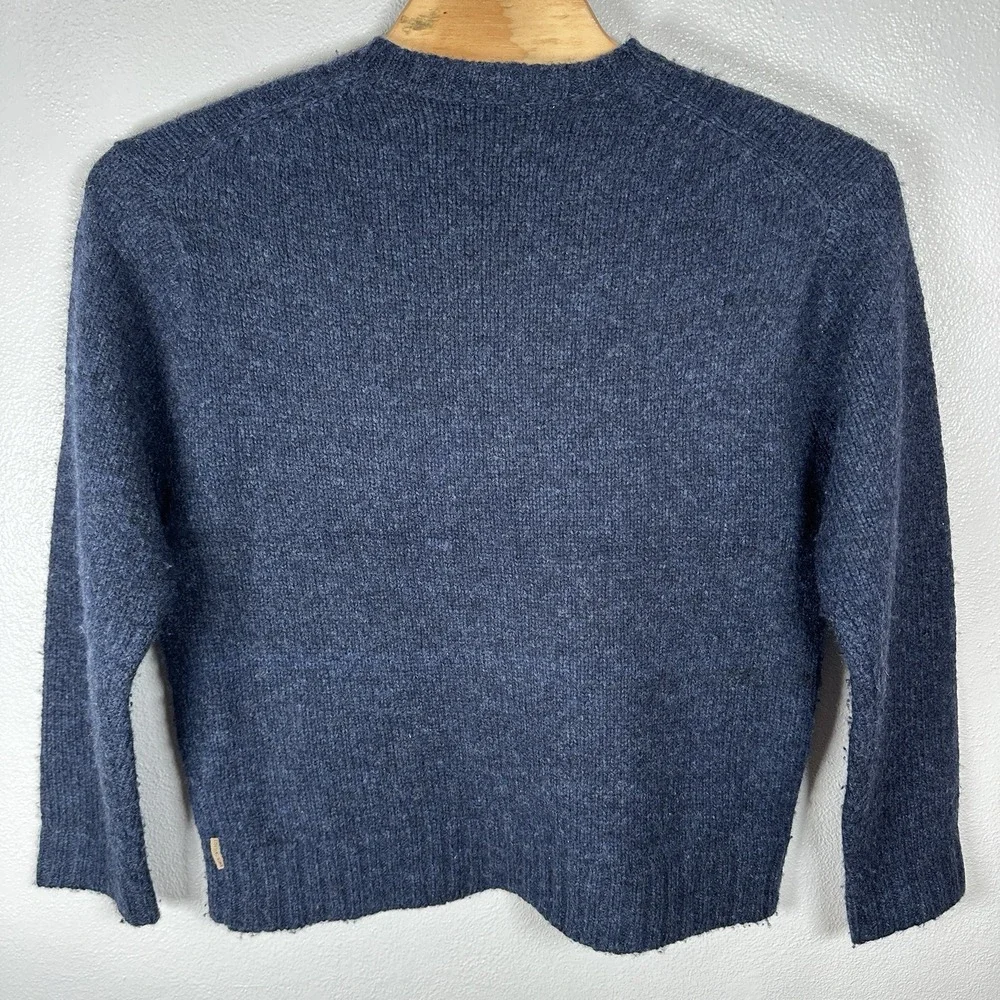 Vintage American Eagle Sweater Mens Large Wool‎ Blend Vneck Blue Thick Fisherman
