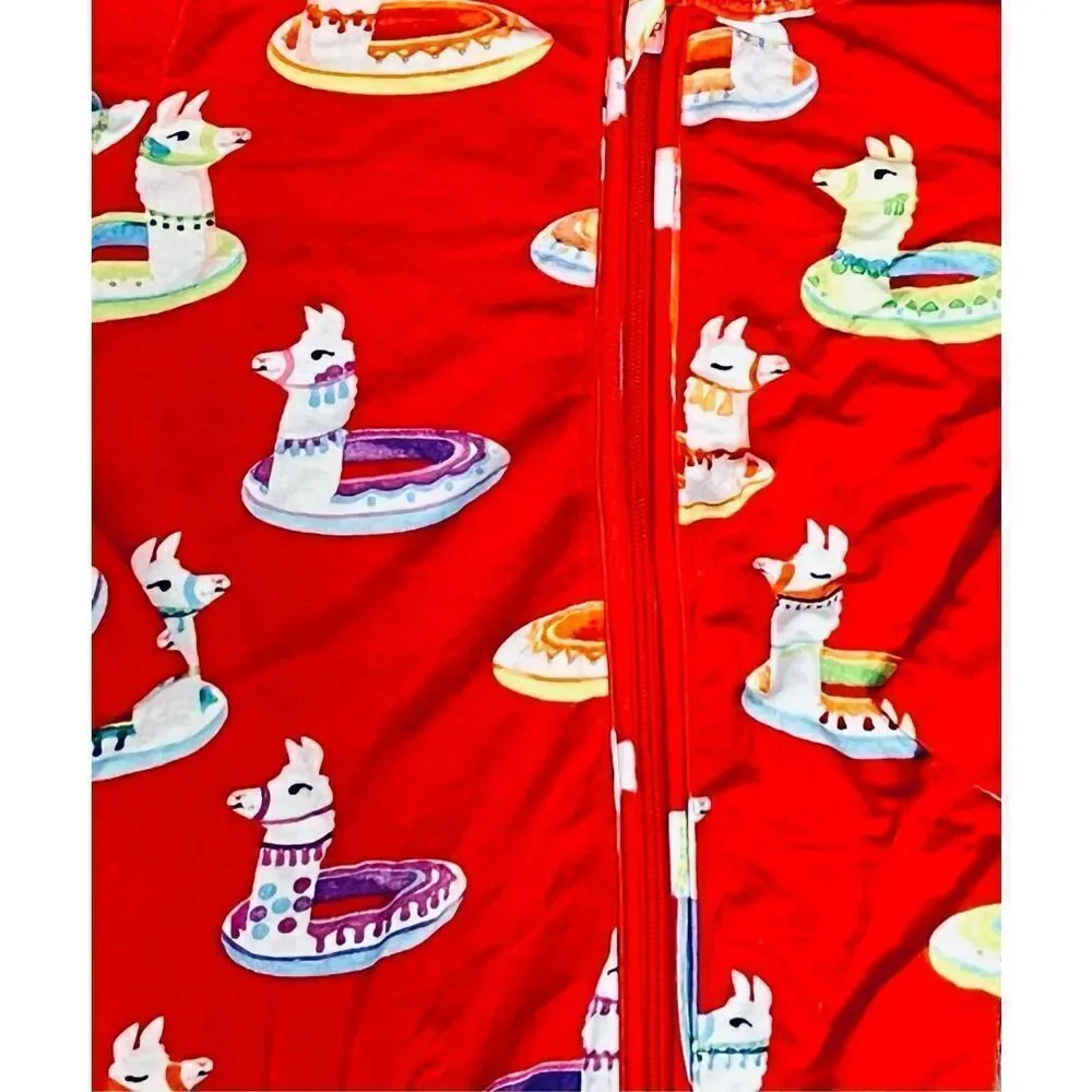 Posh Peanut Bamboo Red Emillo Footie Sleeper Sz‎ 6-9 months Retire Print