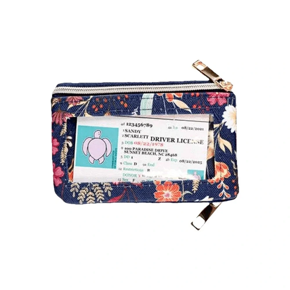 Simply Southern Vintage Floral ID‎ Wallet Zip Pouch Key Ring Card Holder NWT