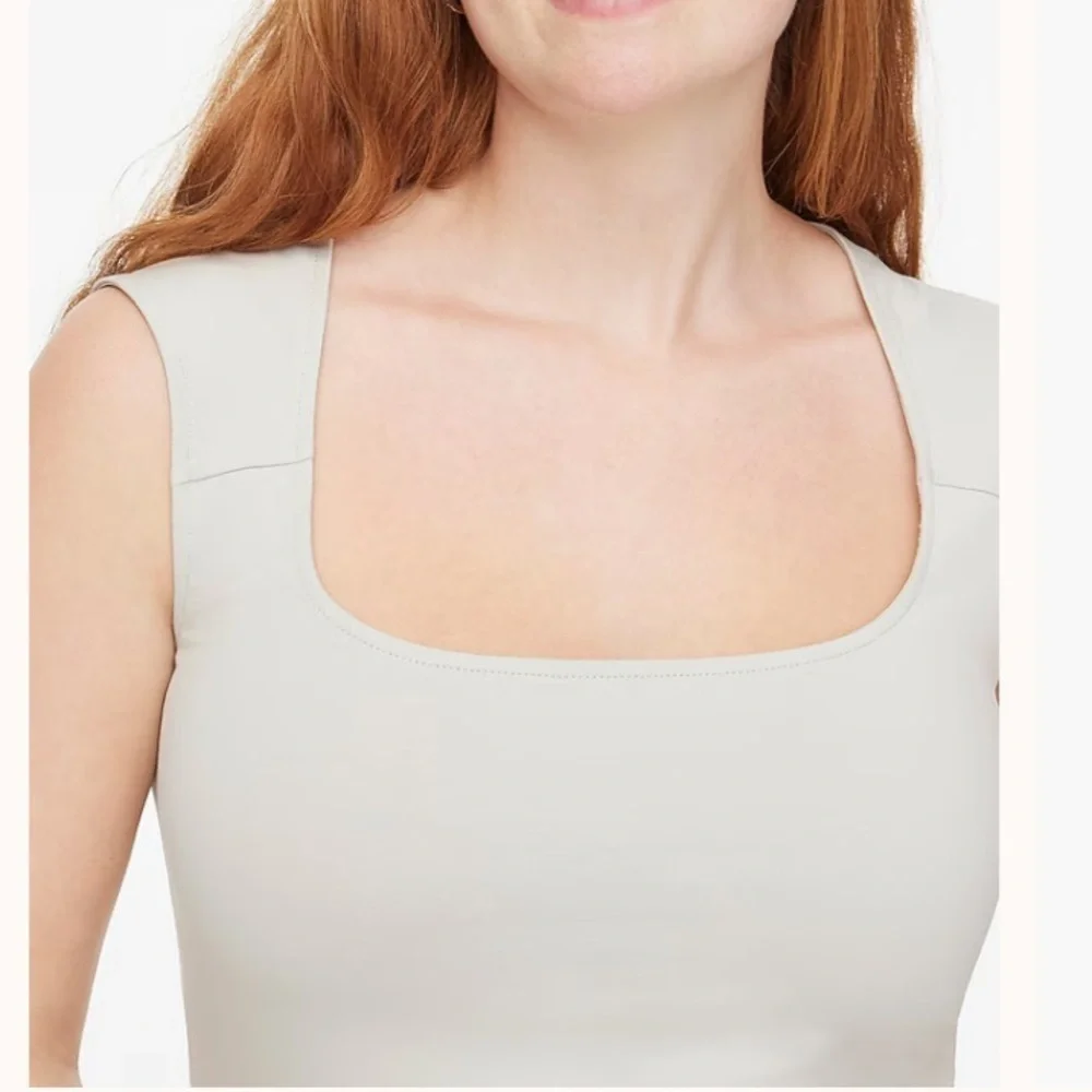 J crew Cap-sleeve stretch cotton-blend squareneck tank top