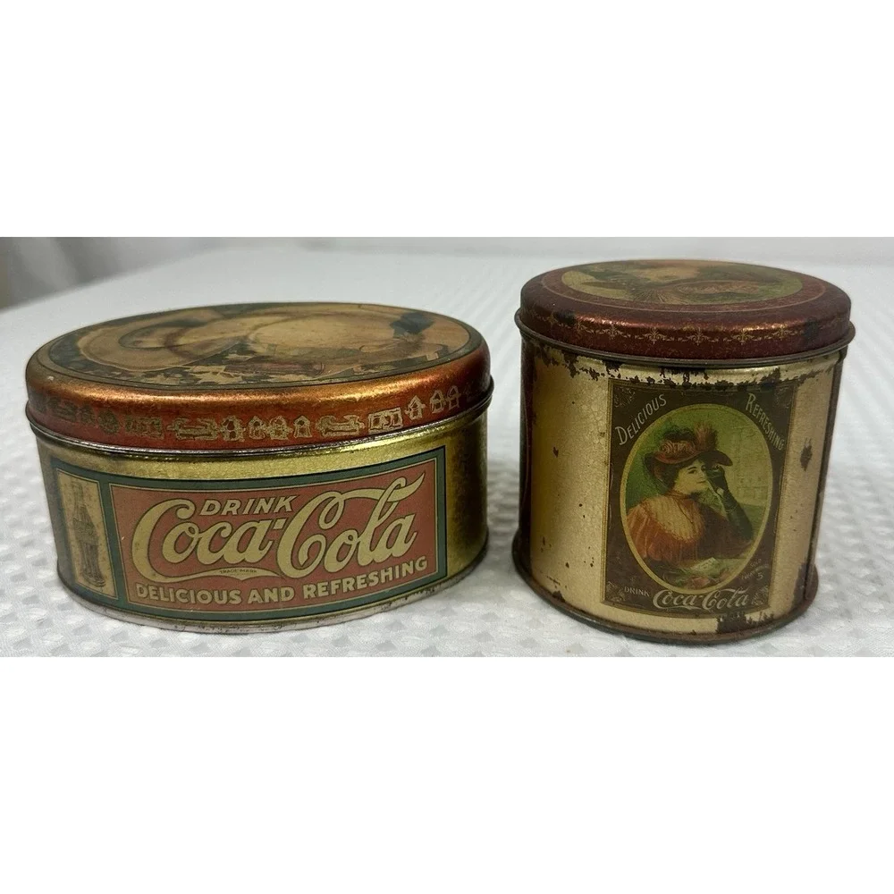 Vintage Coca-Cola Round & Oval Tin Set 4