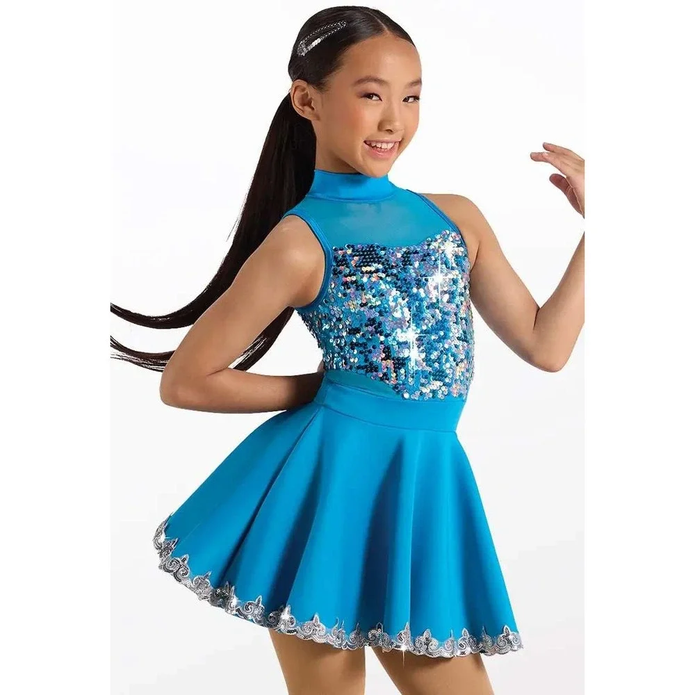 Weissman Showtime Girls Night Out Dance Costume‎ Dress Peacock 10/12 NWOT