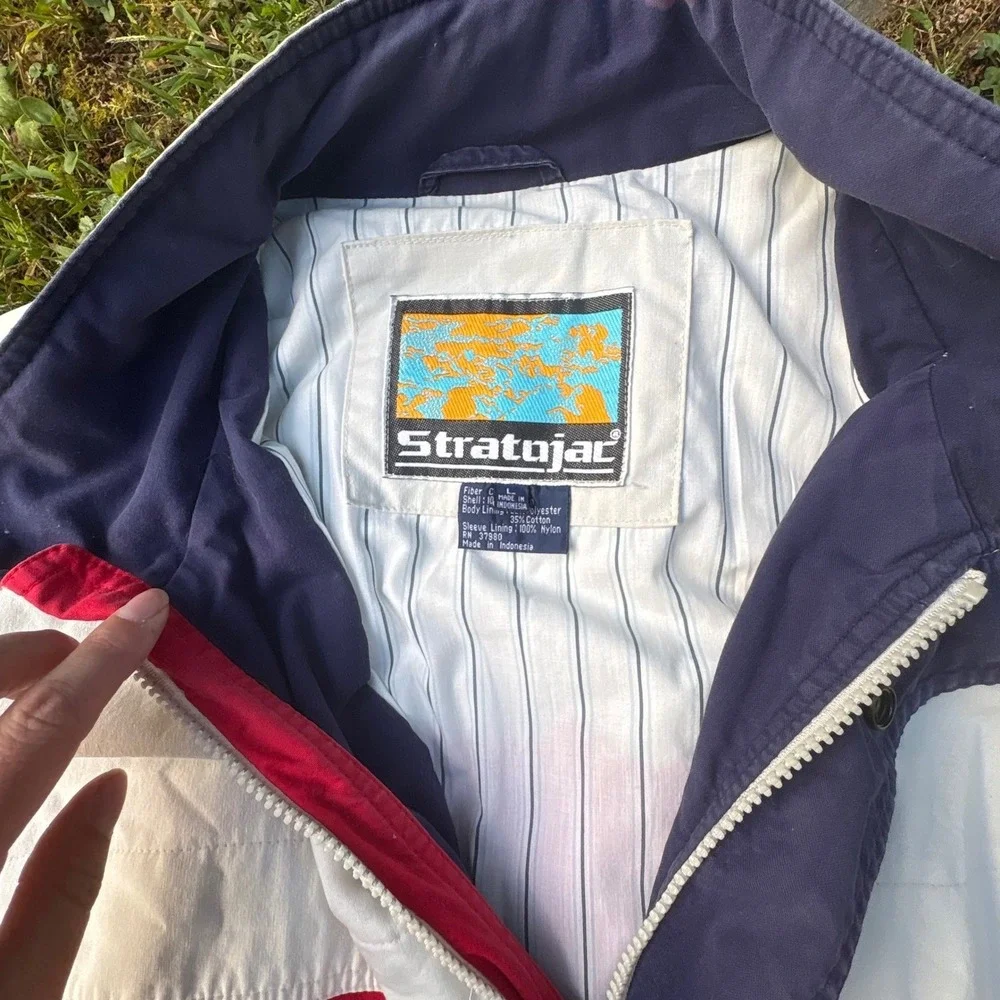Vintage 90s Stratojac Colorblock Jacket Mens Large Red White Retro‎
