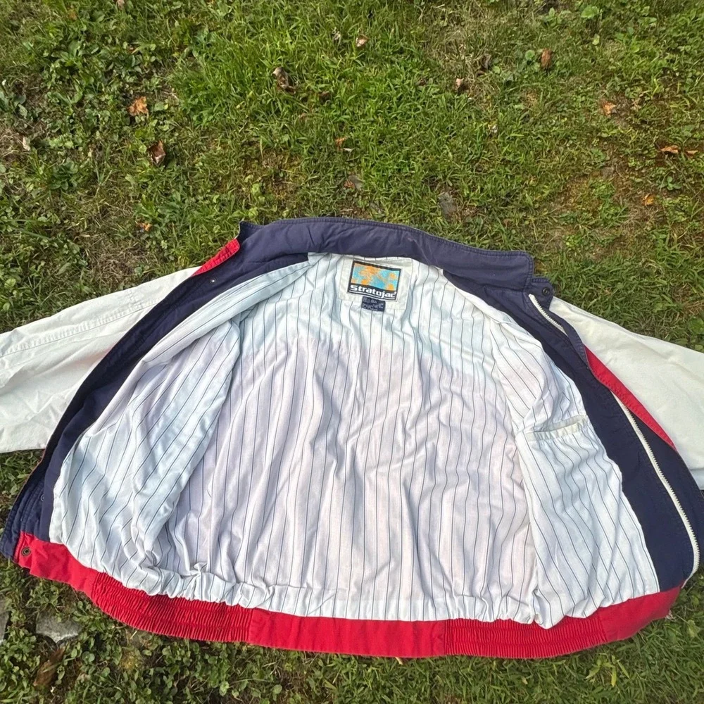 Vintage 90s Stratojac Colorblock Jacket Mens Large Red White Retro‎