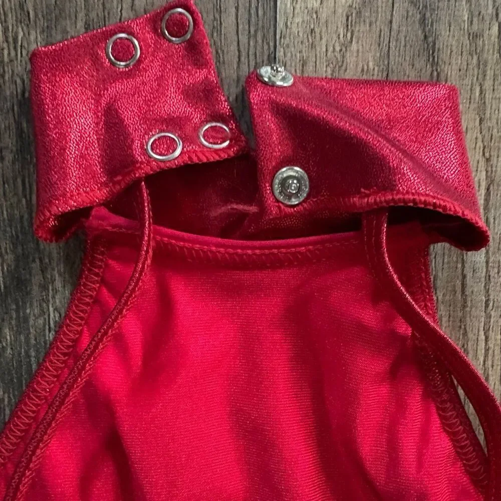 Weissman 9034 SC Red Fringe Sequin Romper Jazz Tap Acro Twirler Dance Costume