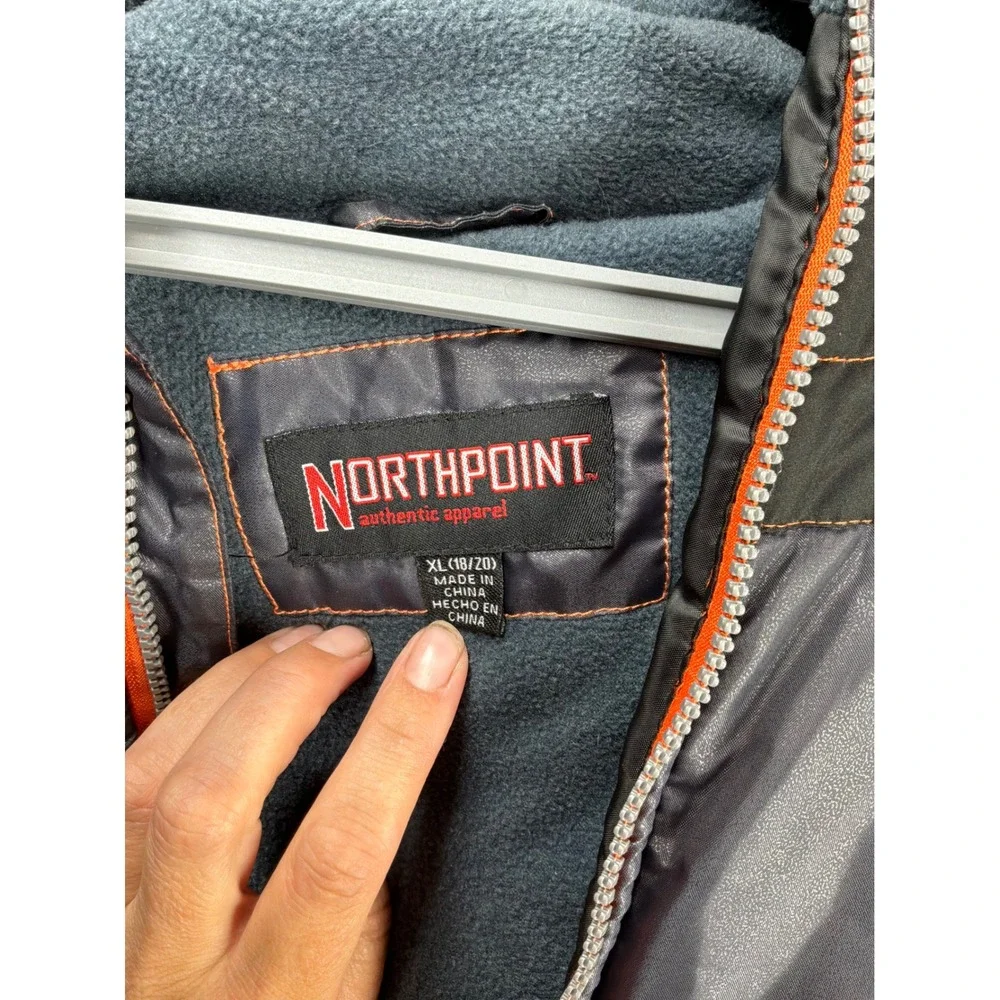 Gorpcore Boys Northpoint Puffer Jacket XL 18/20 Black Charcoal Orange