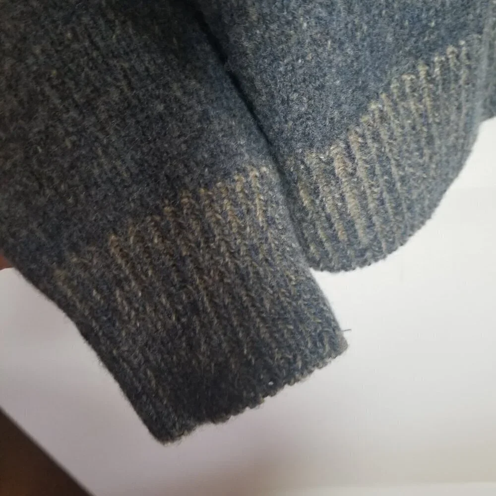 Mens Pronto Uomo Blue Gray Wool Cardigan Sweater W/ Elbow Pads Sz M