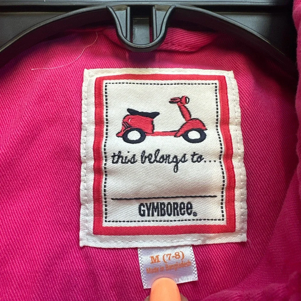 Gymboree Pink Denim Jean Jacket Size M 7-8‎ Puff Sleeve Cute