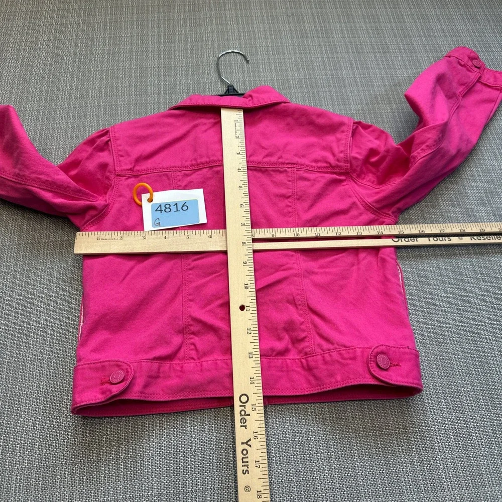 Gymboree Pink Denim Jean Jacket Size M 7-8‎ Puff Sleeve Cute