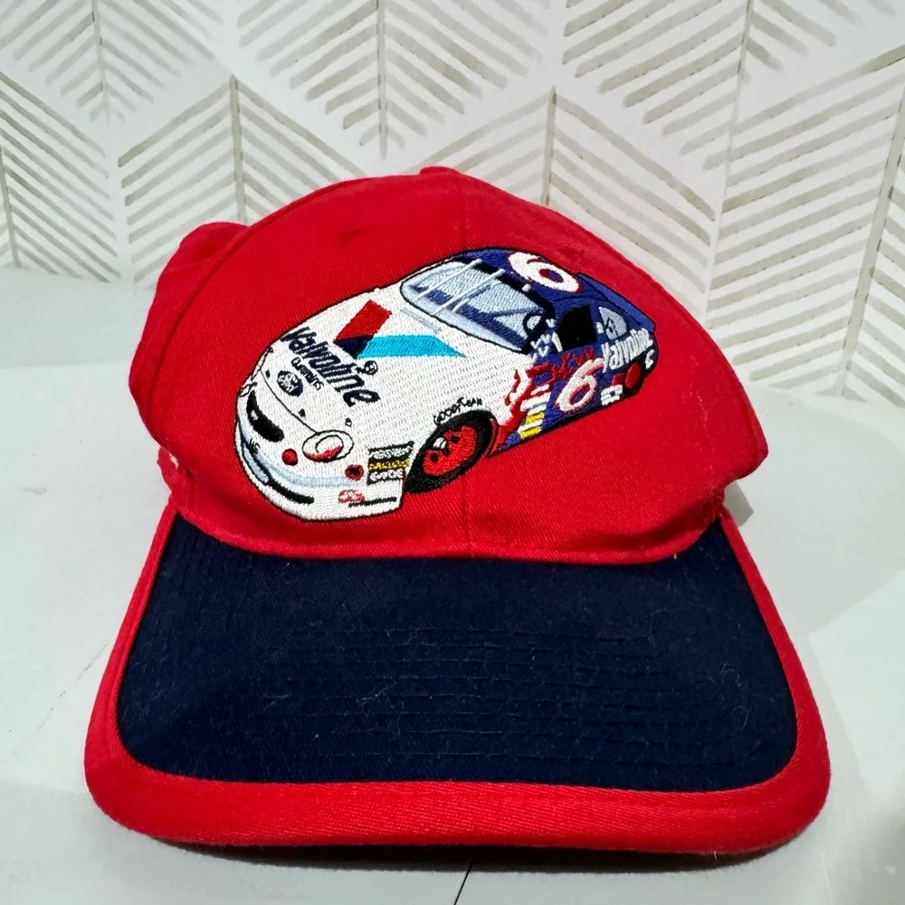 VTG 90's Mark Martin #6 Nascar Hat Red Embroidered‎ Cap Valvoline Race Car